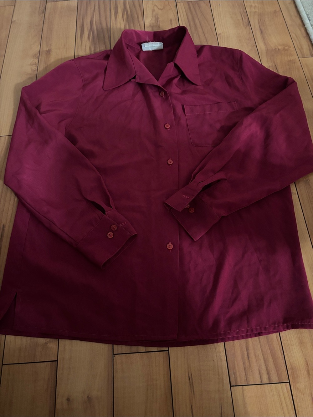 Women's Button-Down Shirt in Wine Red - Classic Long Sleeve
